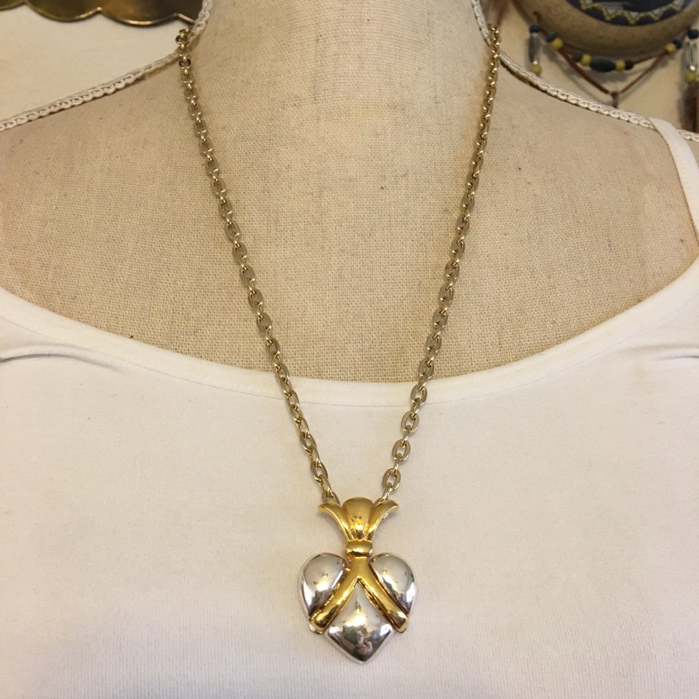 Gold and silver tone crowned heart jewelry set